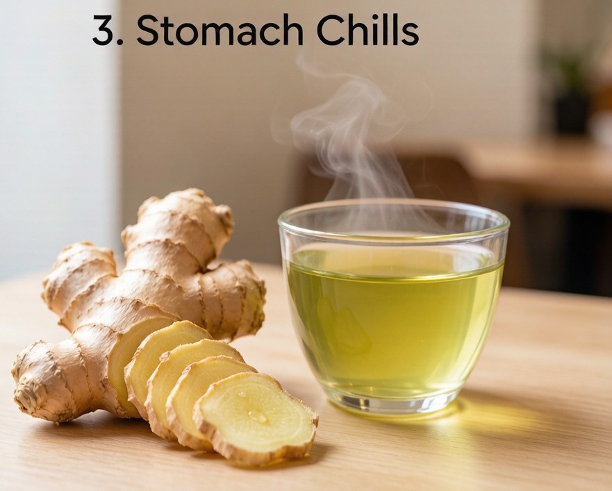 Ginger slices and a cup of green tea served on a restaurant table for travel comfort